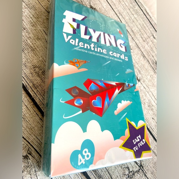 NWT. ❤️ Pack of 48 Valentine cards. Unique and fun foldable into paper airplanes - Picture 4 of 5